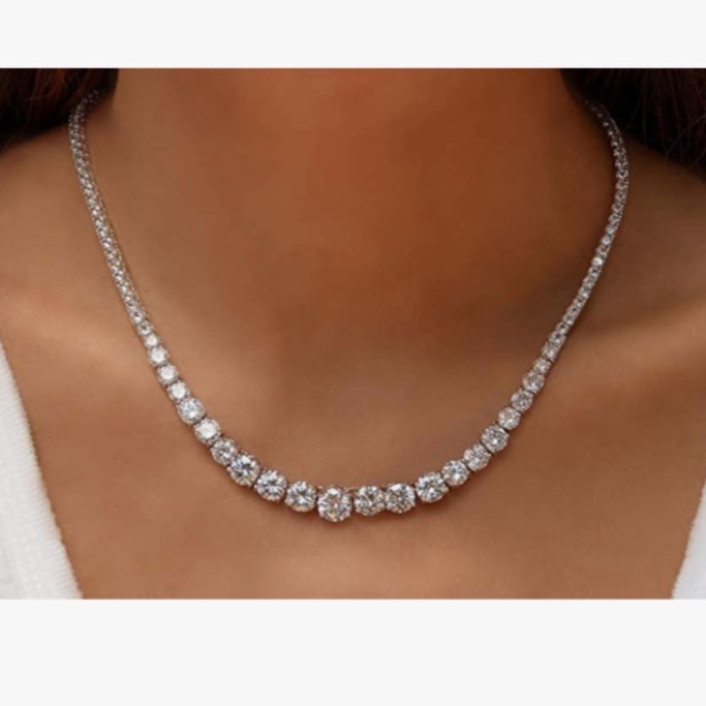 20ct Gradient Tennis Necklace - Picture 3 of 14